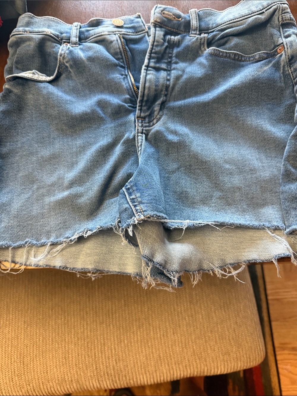 Express Light Blue Distressed Denim Cutoff Shorts